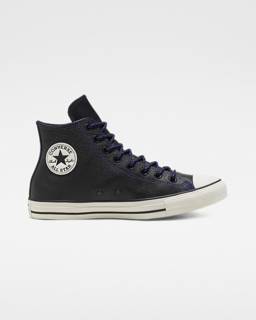 Zapatillas Altas Converse Tumbled Cuero Chuck Taylor All Star Mujer Negras Azul Real | PE 52PEW7